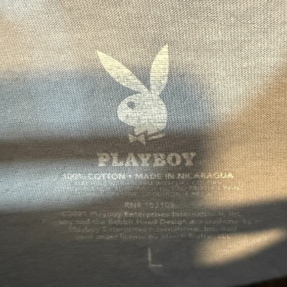 Playboy Shirt Mens Large Blue Tie Dye Center Logo Bunny Casual Tshirt Retro - Picture 6 of 10